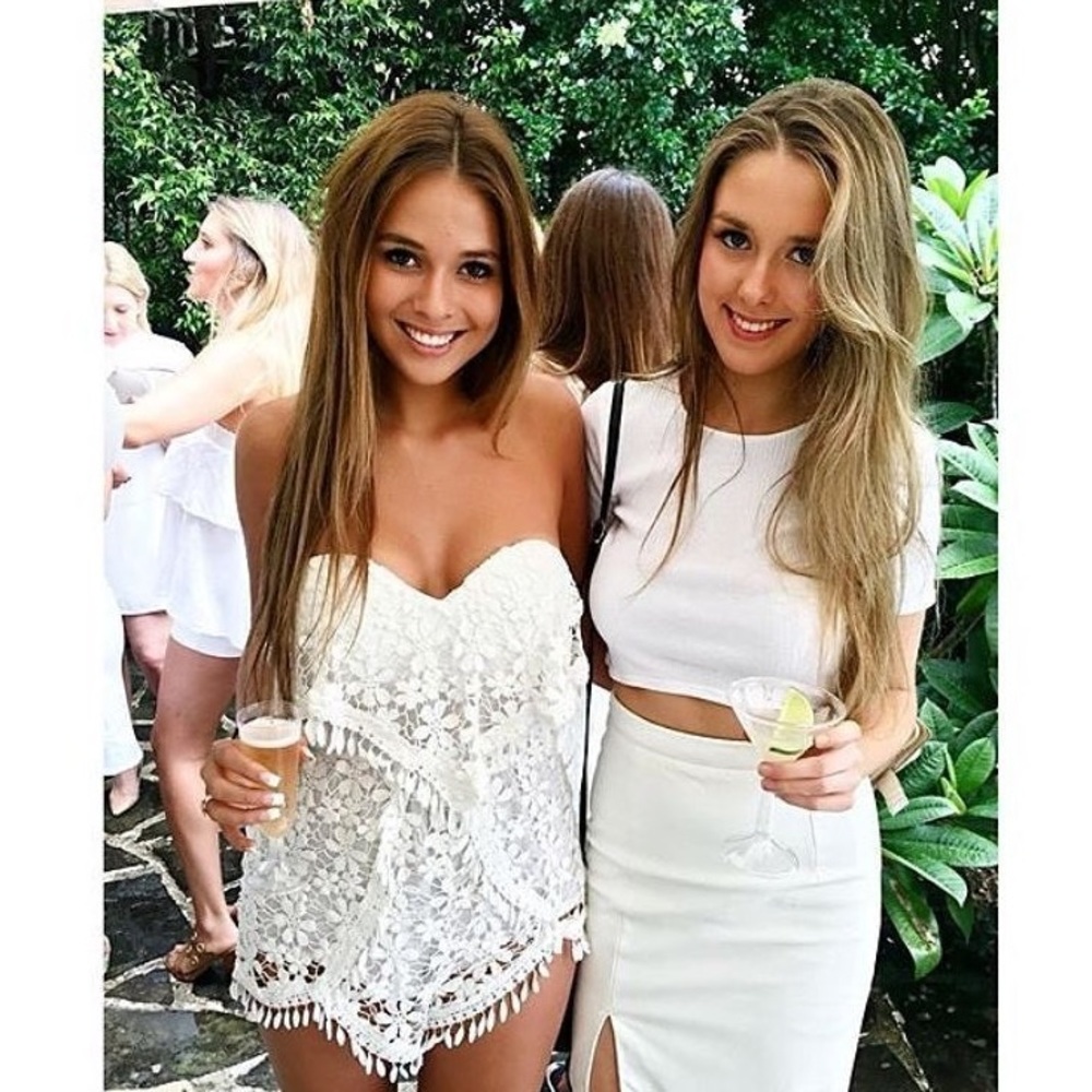 White Floral Bustier Lace Fringe Romper - Picture 2 of 8