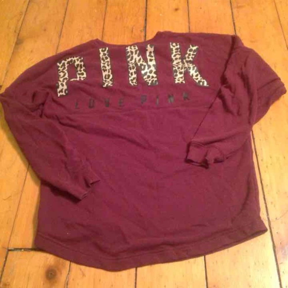 Vs PINK Maroon cheetah crewneck