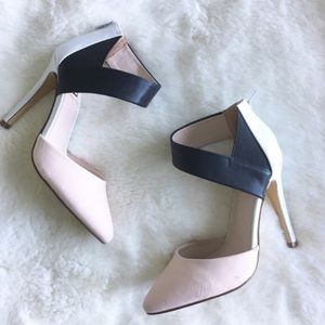 Pink White and Black Heels