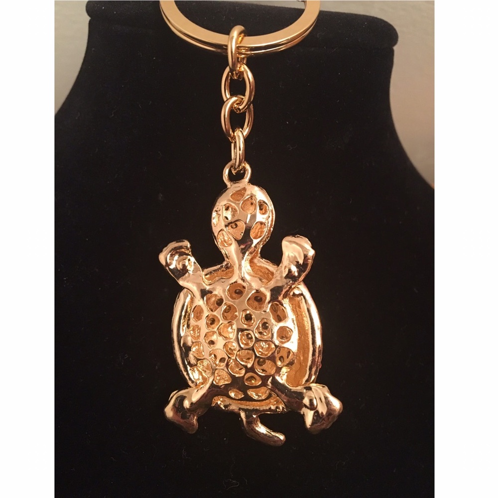 Turtle Crystal Pink Rhinestone Keyring - Picture 2 of 2