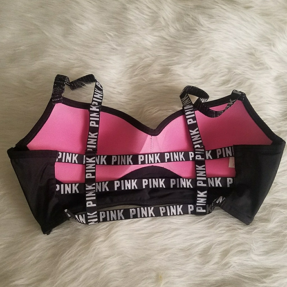 PINK Black Multi - Strap Bralette