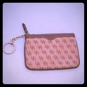 Dooney & Bourke tan & brown logo small coin purse