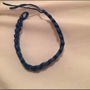 Blue leather bracelet