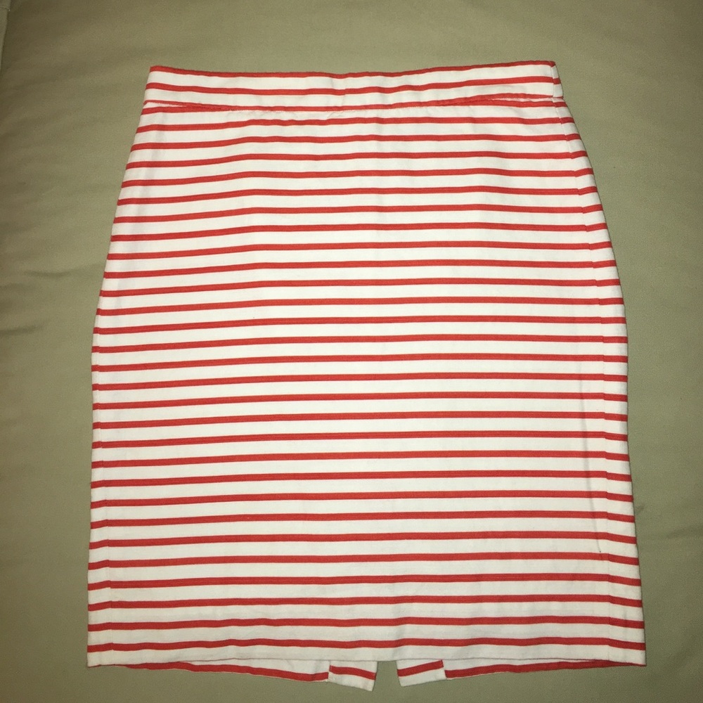 The Pencil Skirt by Jcrew white with red stripes