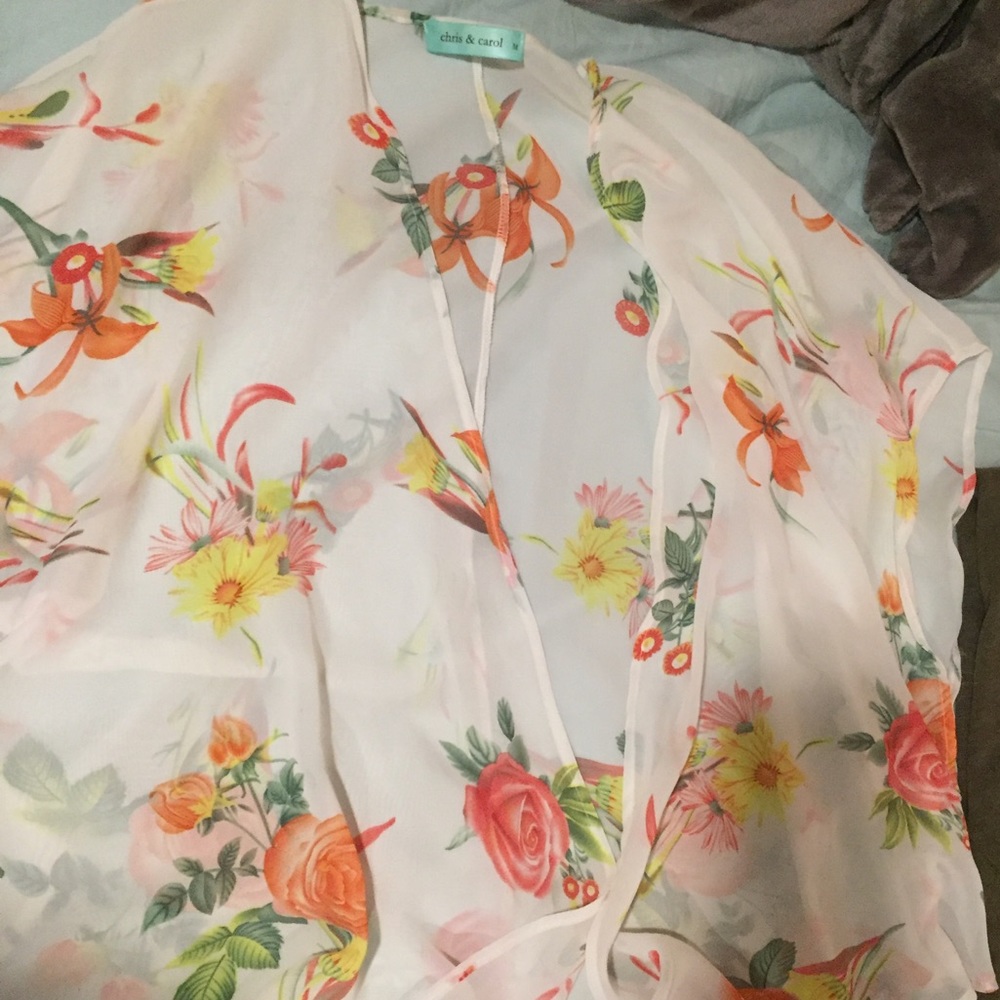 Sheer floral kimono