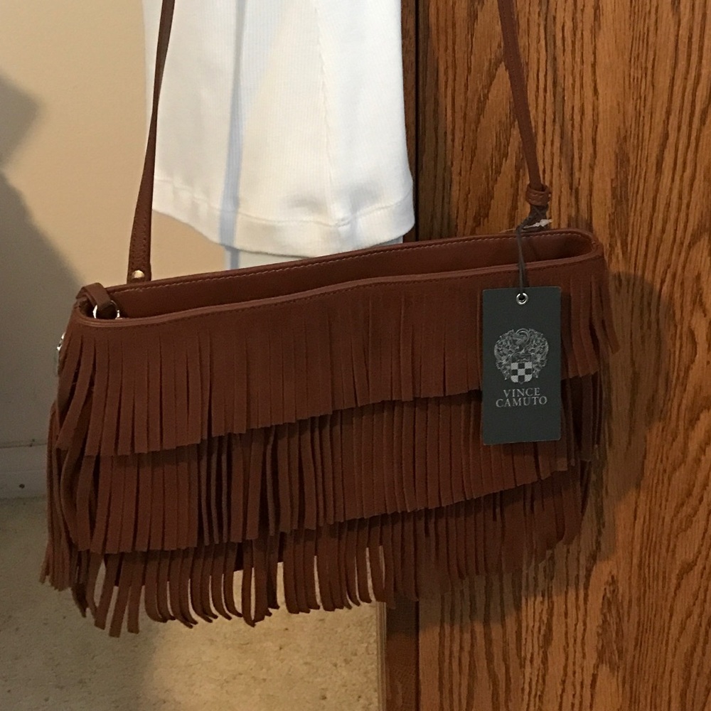 Vince Camuto Crossbody Fringe Bag - Cognac color