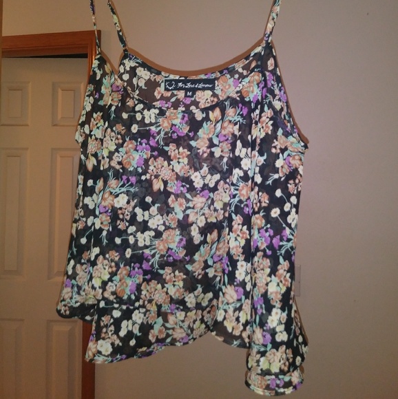 For Love and Lemons Tour Bus Crop in Black Flower - Picture 6 of 7