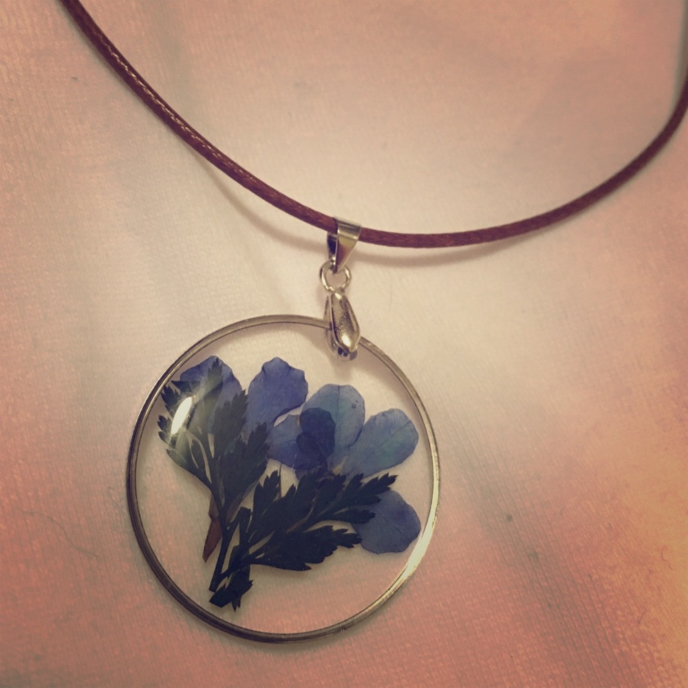 Pressed flower necklace