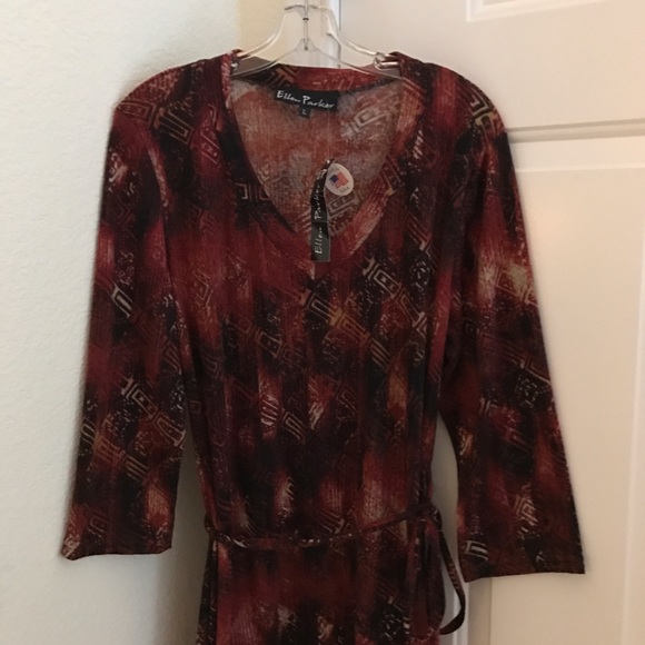 🧡SOFT Rust/Blk/Orange DRESS PRINT - Picture 3 of 7