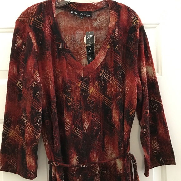 🧡SOFT Rust/Blk/Orange DRESS PRINT - Picture 2 of 7