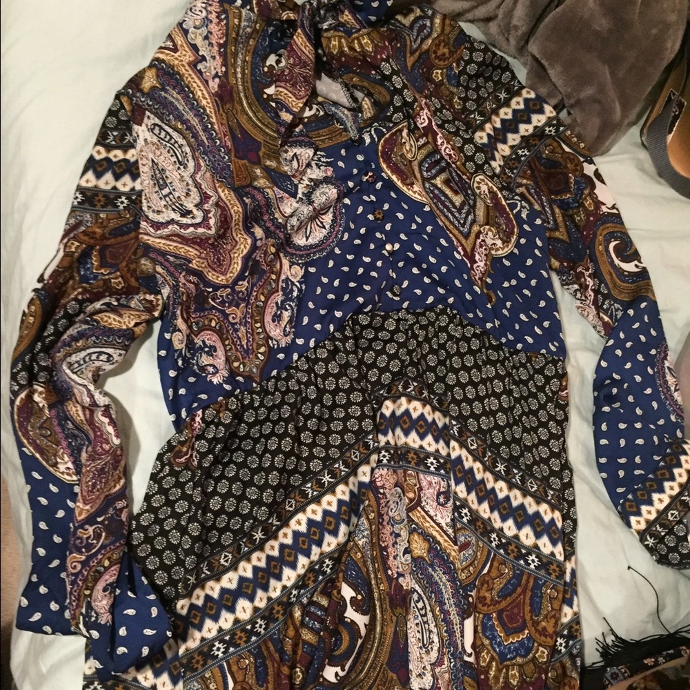 Long silky paisley dress