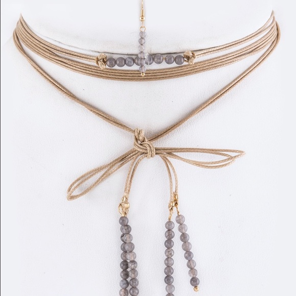 1 Left {The Sara} Beaded Wrap Choker Necklace Set - Picture 2 of 4