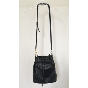 Vintage Leather Bucket Purse w/ Drawstring