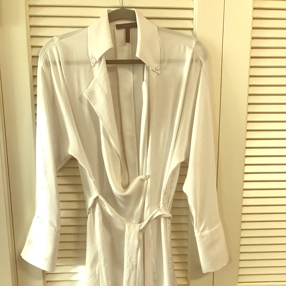 BCBG white washed silk wrap dress size XS