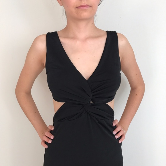 Strappy Cut-Out Black Prom Dress - Picture 4 of 5