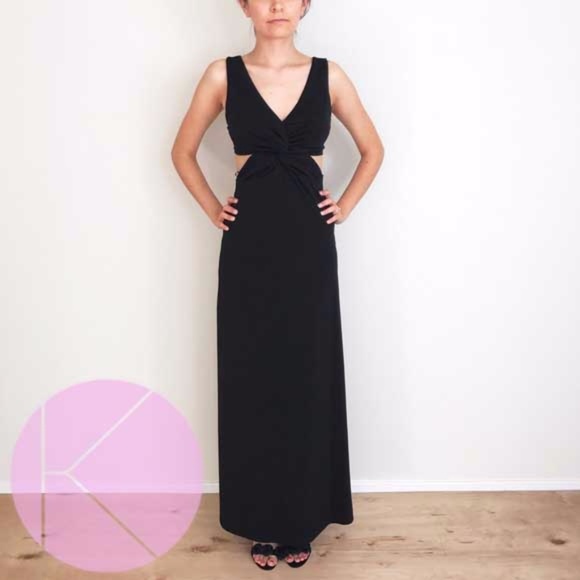 Strappy Cut-Out Black Prom Dress - Picture 2 of 5