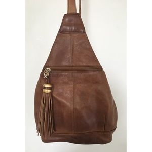 Teardrop Brown Leather Cross-body Purse