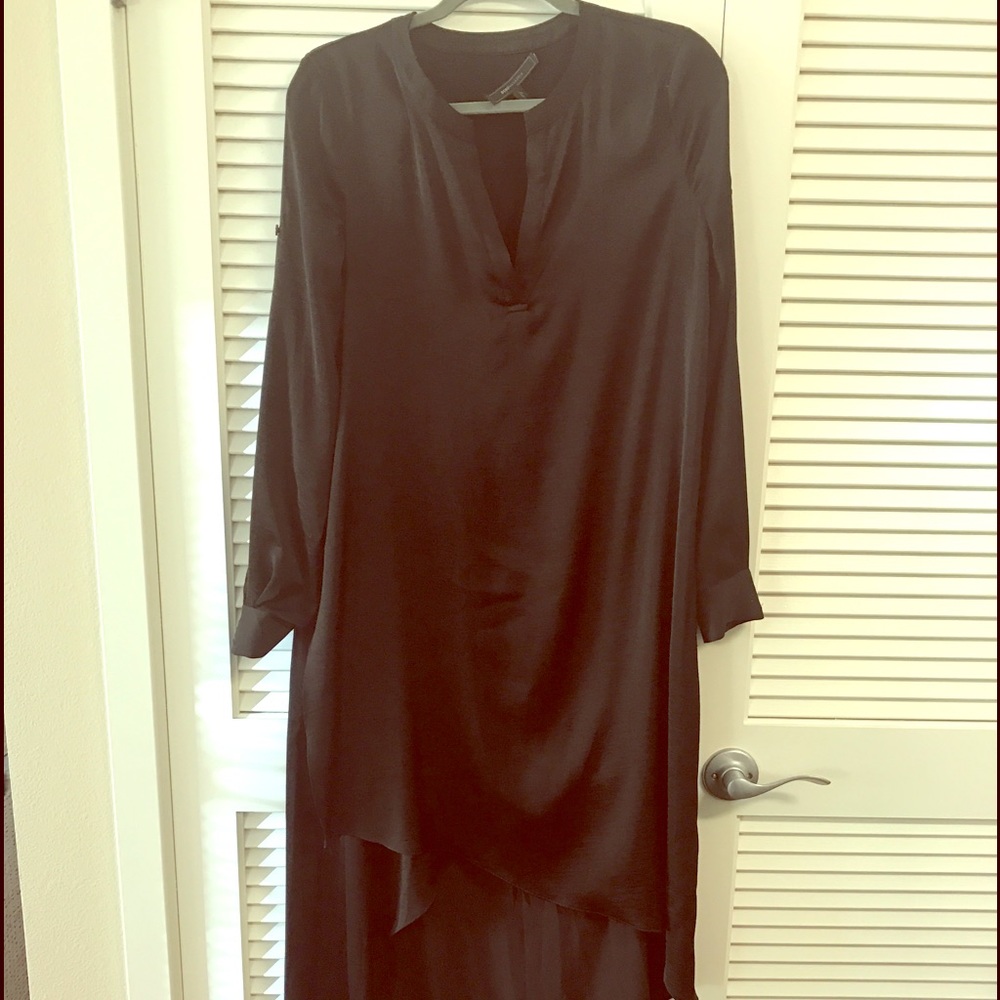 BCBG BLACK washed silk asymmetrical dress Size S