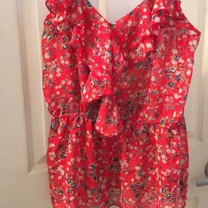 sheer floral ruffled top