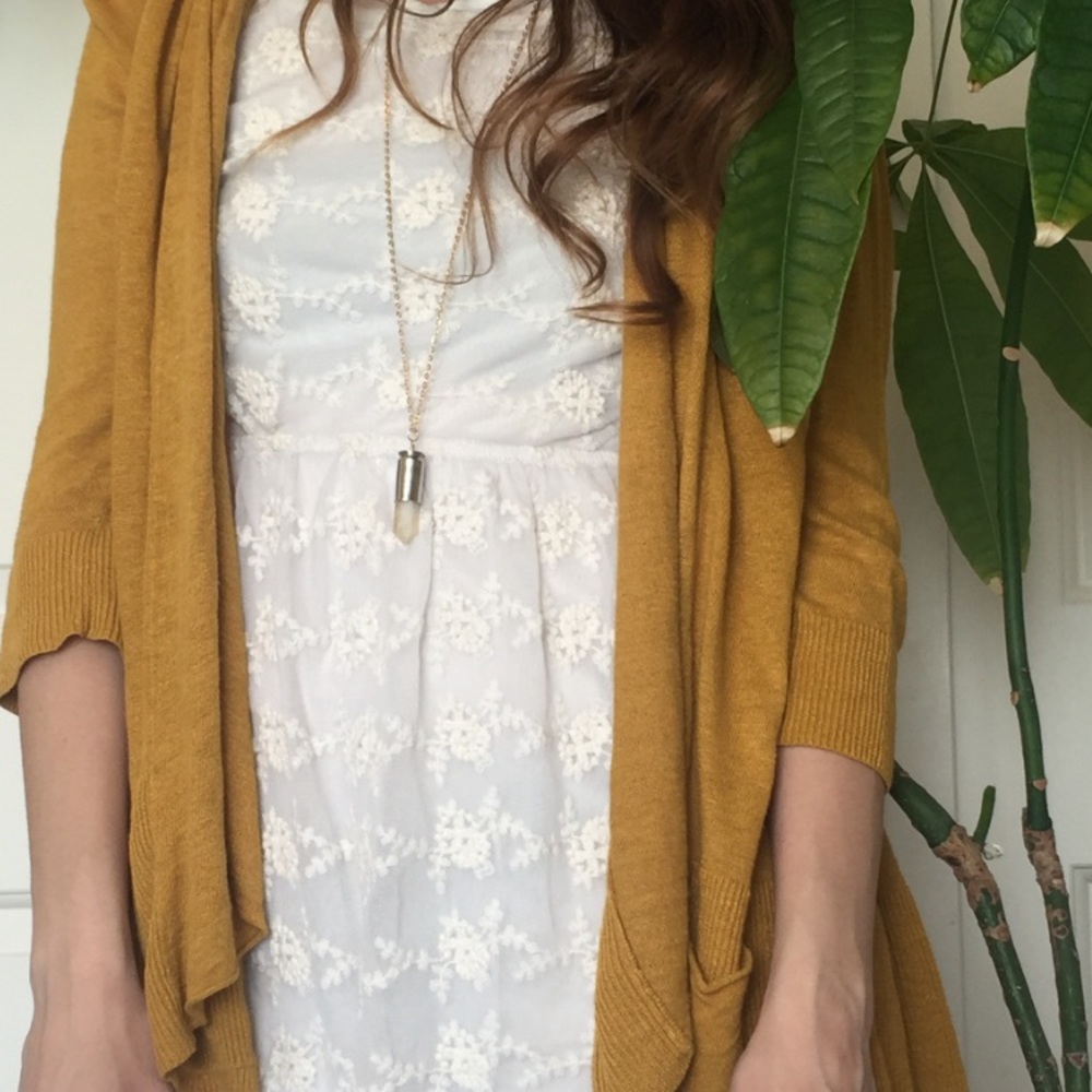 ANTHROPOLOGIE MUSTARD YELLOW OPEN CARDIGAN