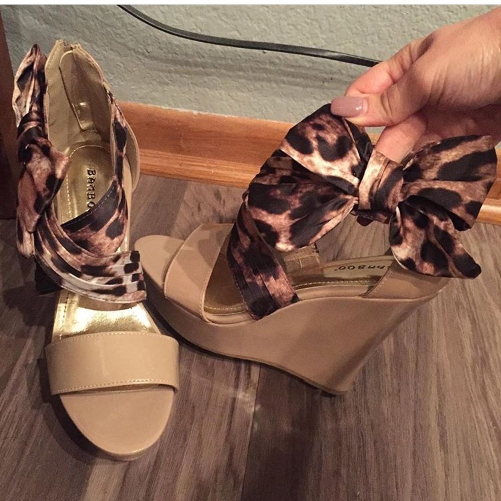 Leopard and tan wedges