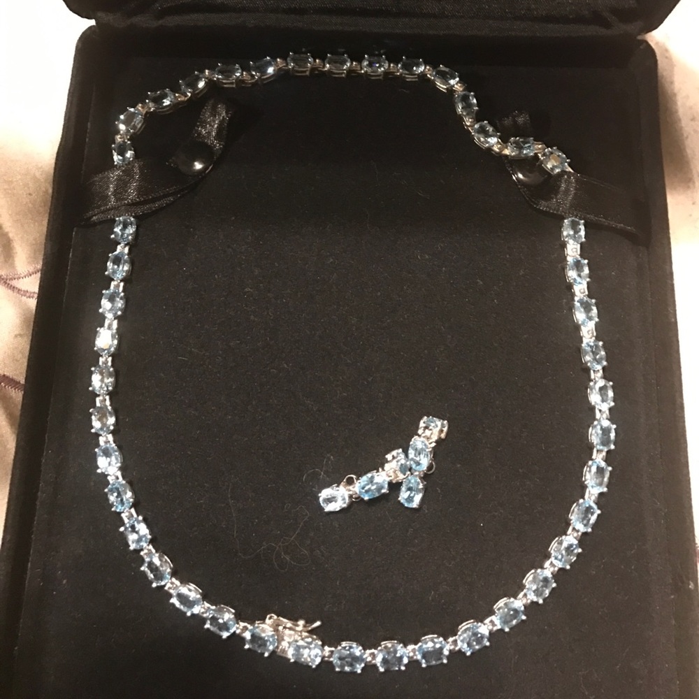 Blue Topaz Necklace, set in sterling silver