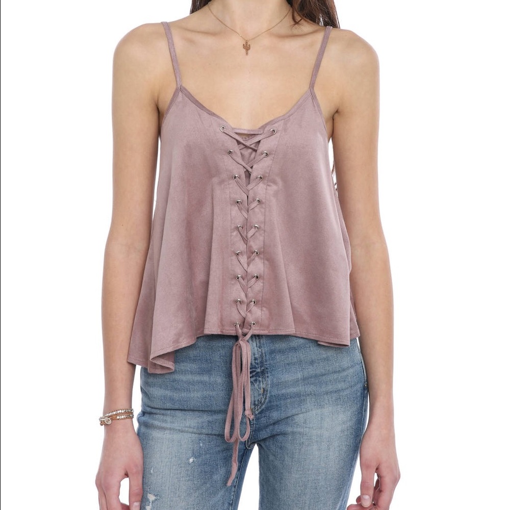 LAST // Dusty Rose Lace-Up Tank