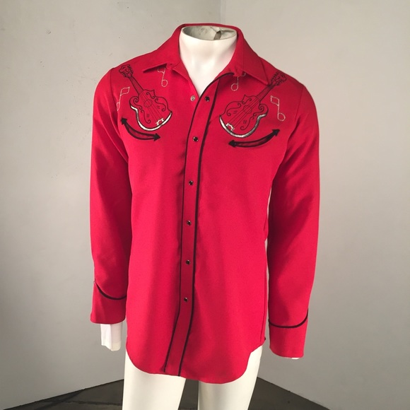 Vintage Western shirt with mandolin detail. - Picture 1 of 3