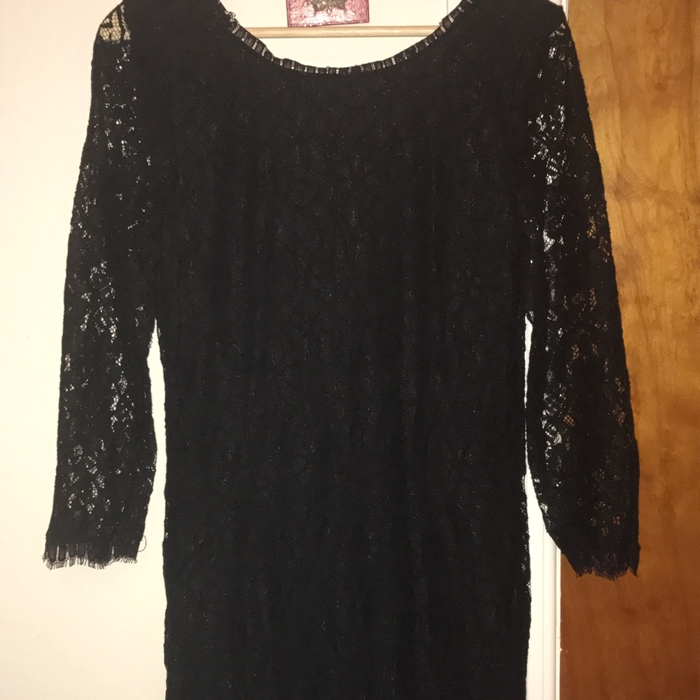 Carmen Marc Valvo black lace dress
