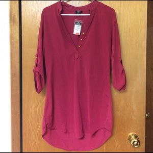 Wine Red Loose Fit Top