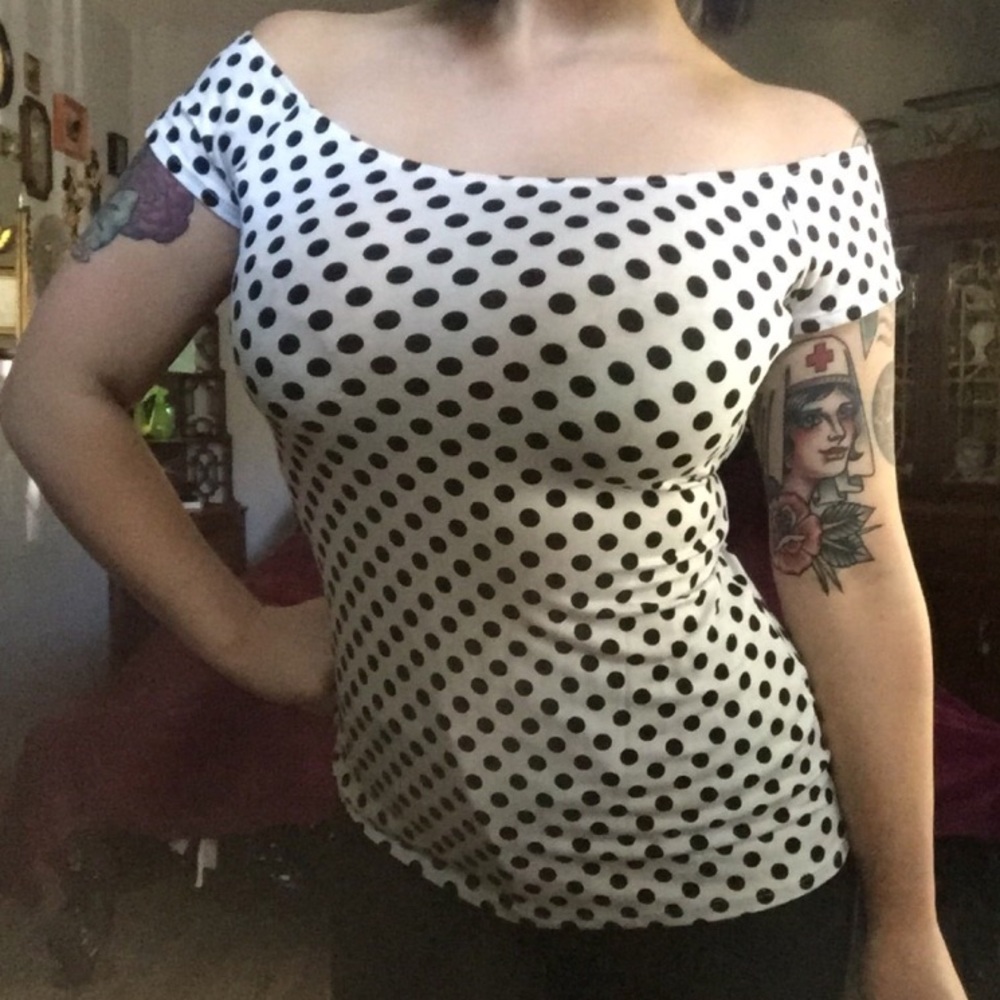 Polka dot off the shoulder top