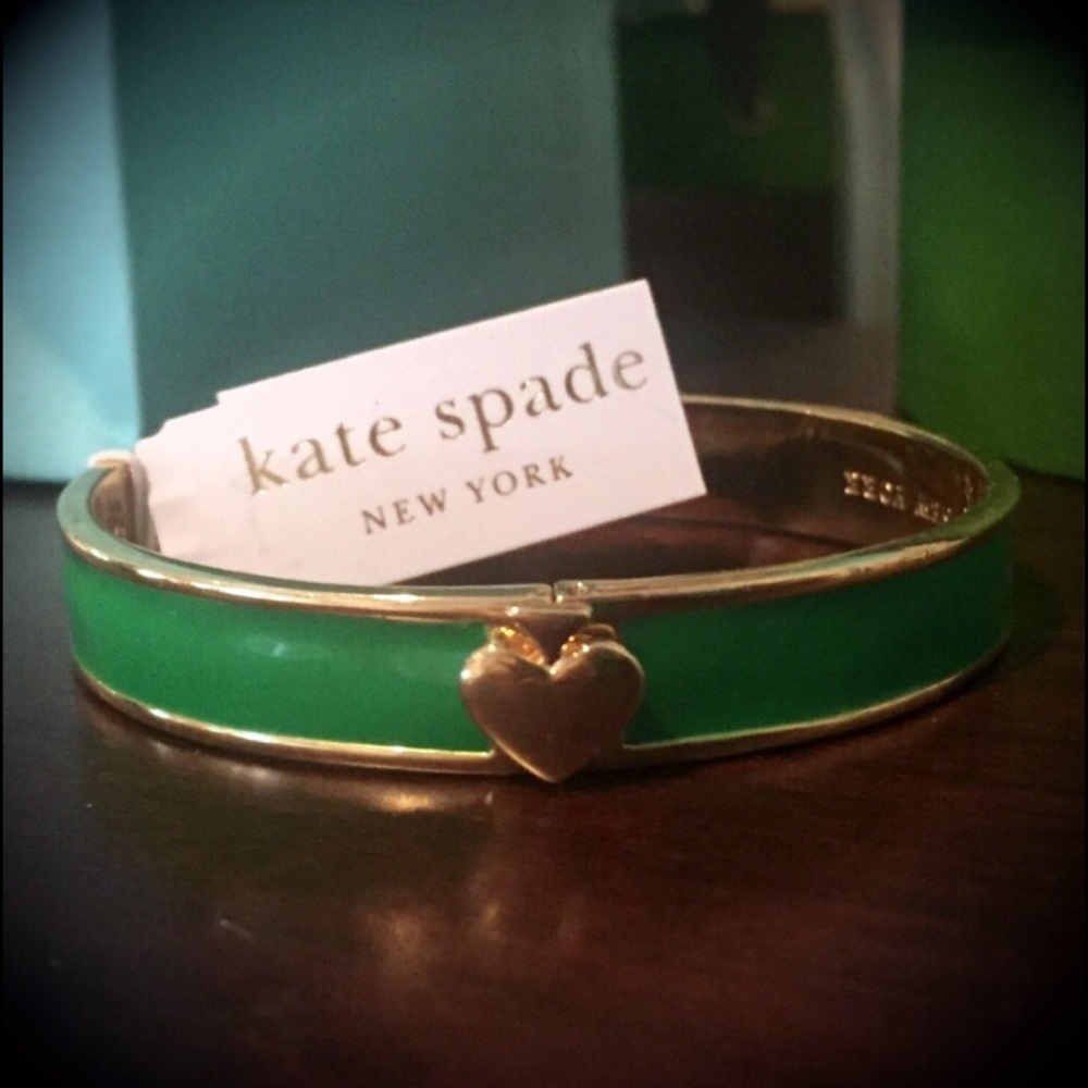 ☘️NWT Kate Spade Green Gold Bangle Bracelet