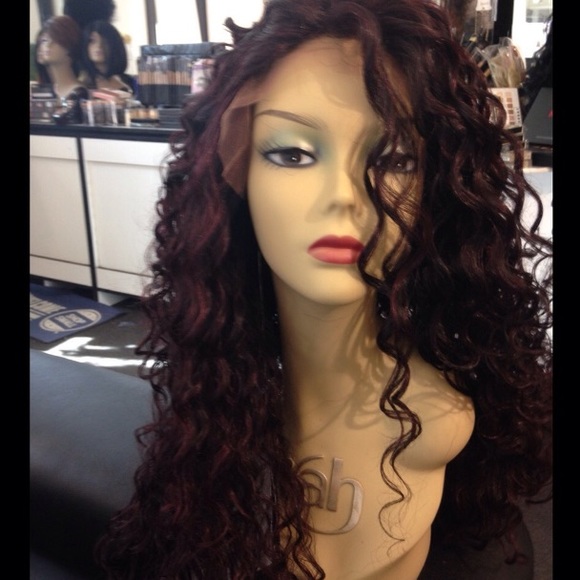 curly wig 5X5 Freepart Red Wine long New Wig 2020 main image 8