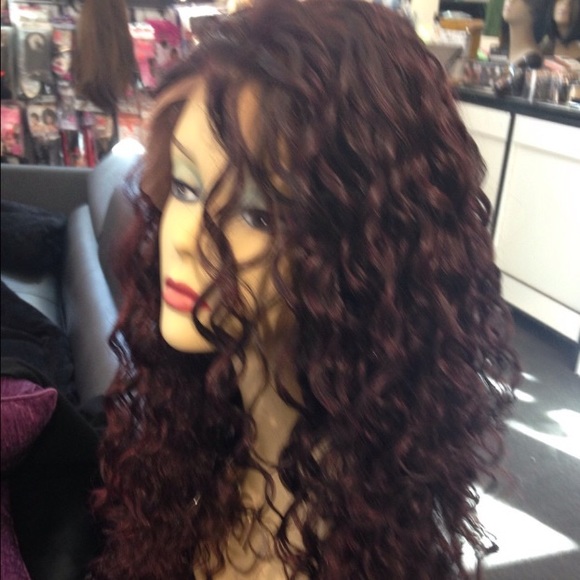 curly wig 5X5 Freepart Red Wine long New Wig 2020