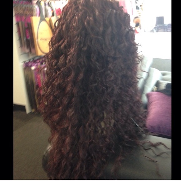 curly wig 5X5 Freepart Red Wine long New Wig 2020 main image 6