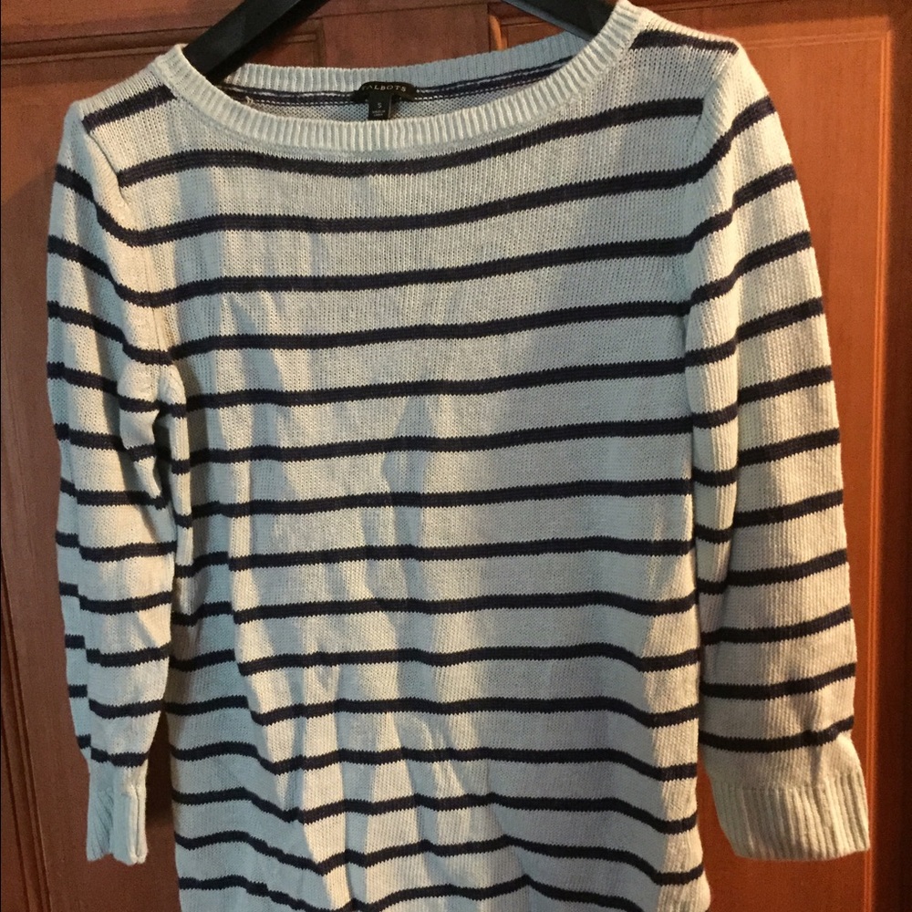 Talbots cotton striped boat neck sweater - Picture 1 of 3