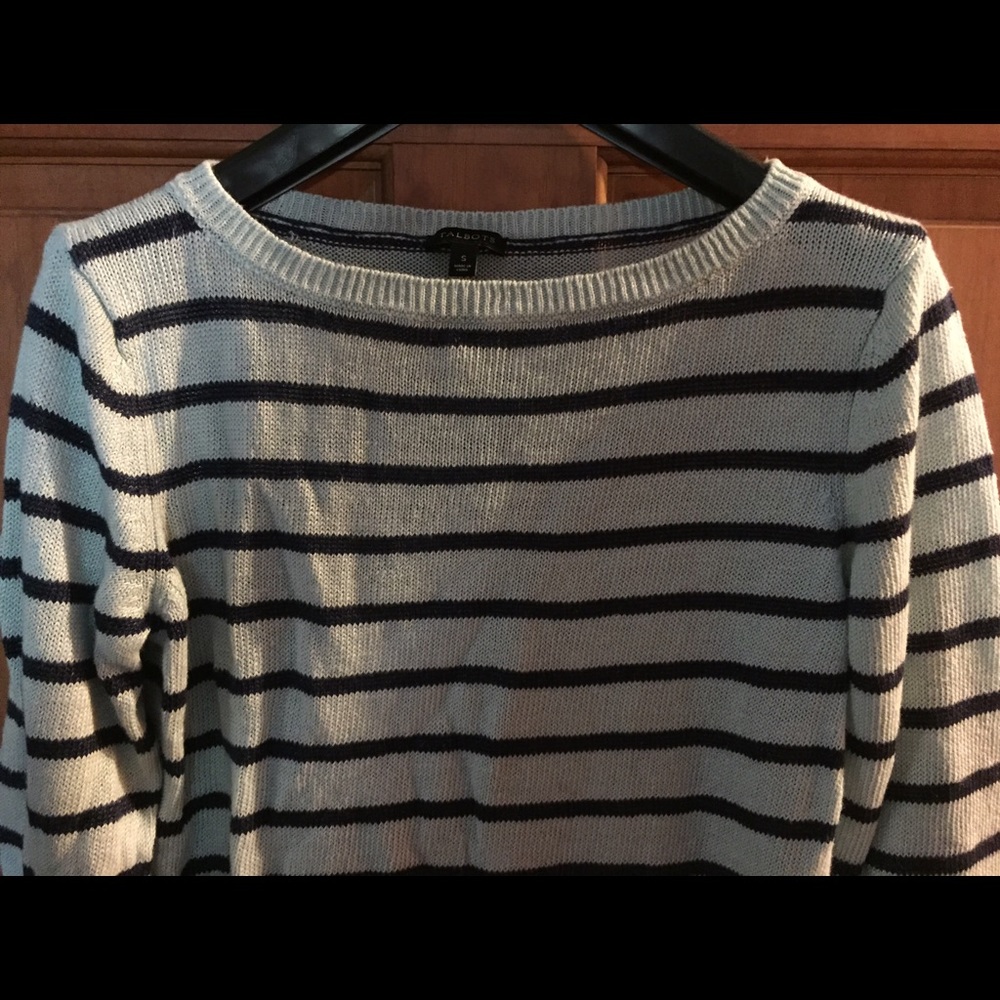 Talbots cotton striped boat neck sweater - Picture 2 of 3