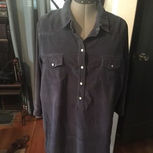 Blue Corduroy Dress with 2 Sleeve Options