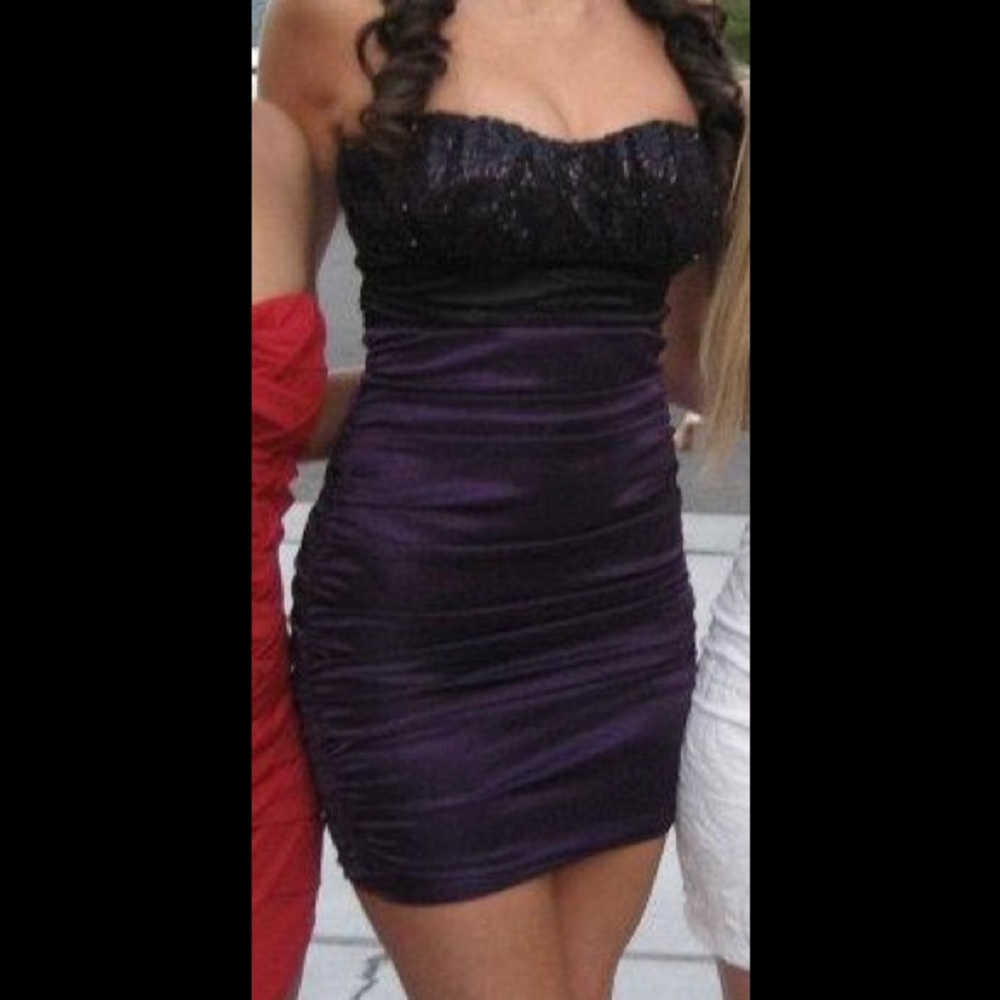 Beaded Tight Purple Dress