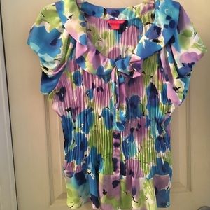 floral tie front blouse