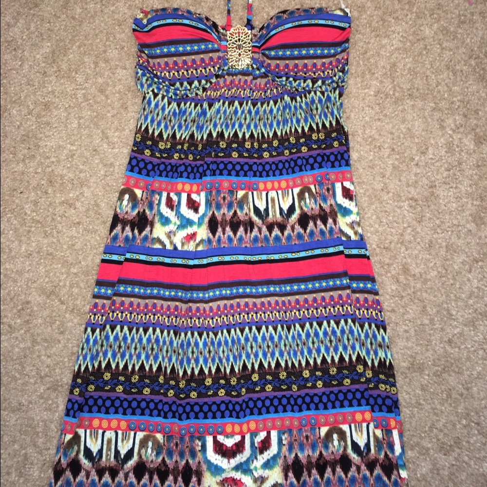 Joyce Leslie Printed halter padded bra maxi dress