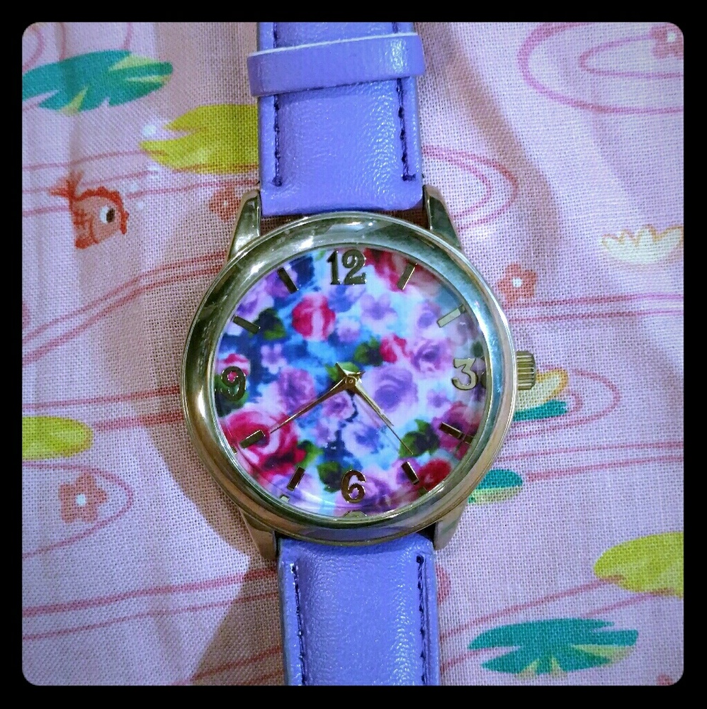 Charming Charlie purple floral watch