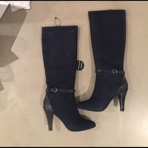 Sexy Genuine Leather Blue Knee High Boots