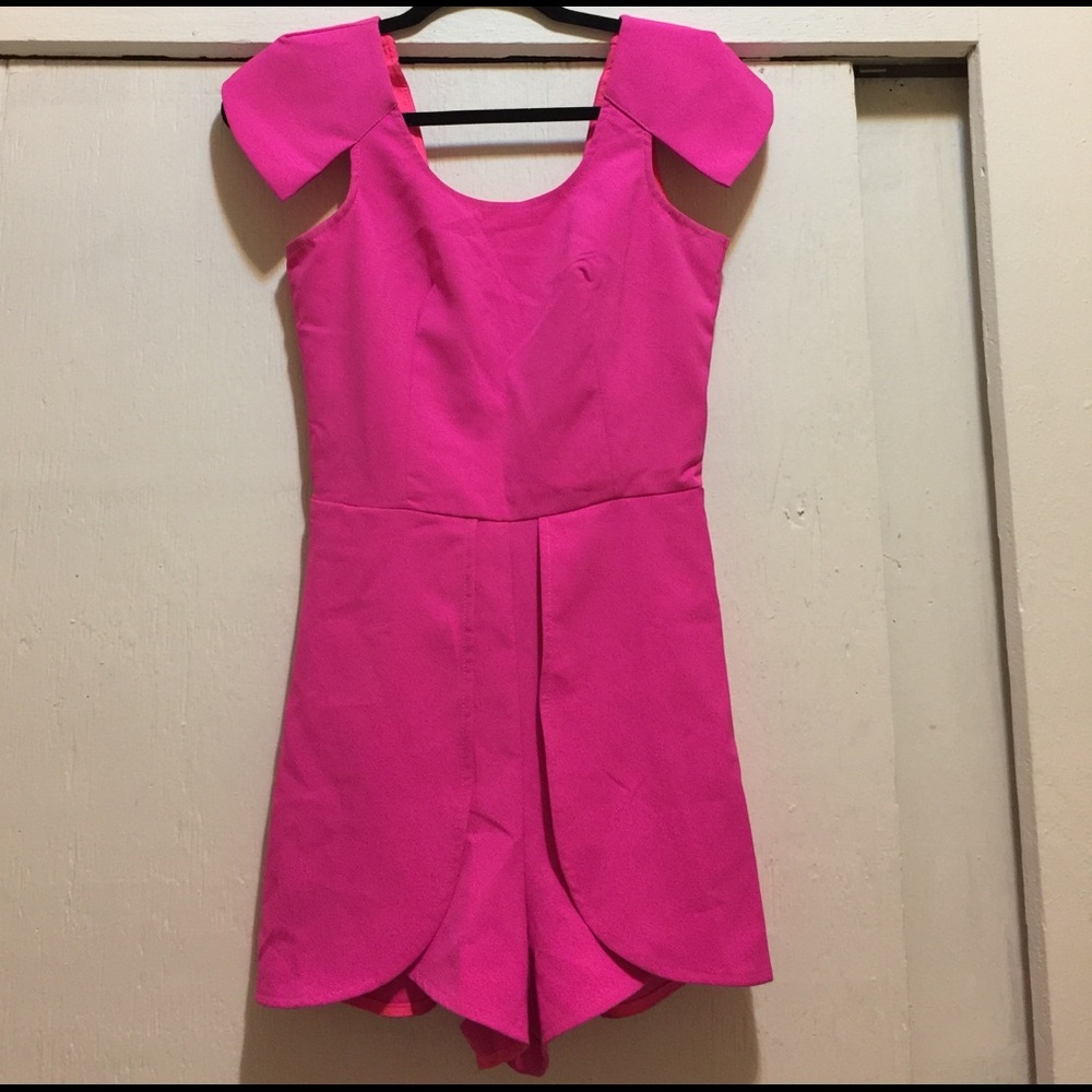 LF romper in hot pink