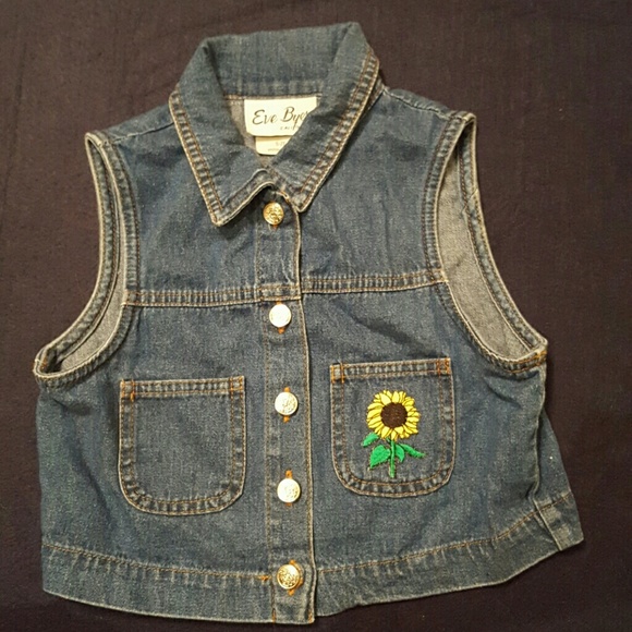 Girls Eve Byer sunflower denim vest - Picture 1 of 6