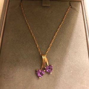 14K Gold Genuine Amethyst Heart Pendant