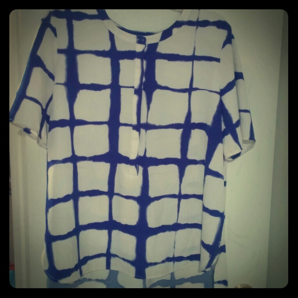 Blue and white high-low blouse from Target sz L