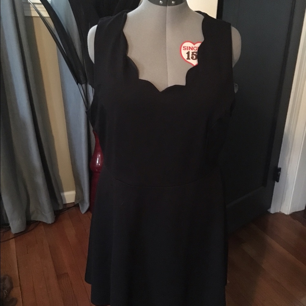 Black Scallop Neck Dress