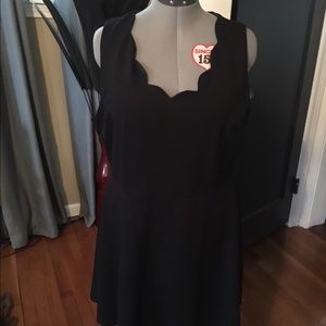 Black Scallop Neck Dress