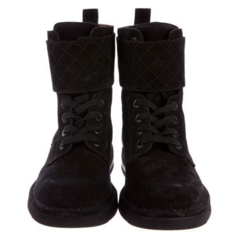 Chanel suede combat boots